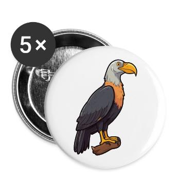 Condor Cartoon Kawaii Aquarelle Illustration - Lot de 5 grands badges (56 mm) - blanc - Devant