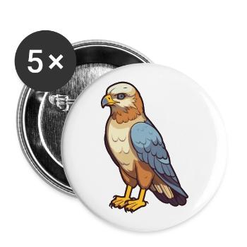 Buzzard Cartoon Kawaii Aquarelle Illustration - Lot de 5 grands badges (56 mm) - blanc - Devant