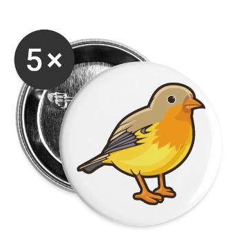 Finkenkarikatur Kawaii Aquarellillustration - Buttons groß 56 mm (5er Pack) - Weiß - Vorne