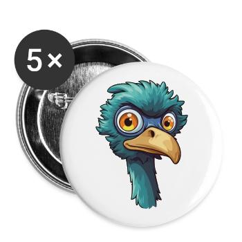 Emu Cartoon Kawaii Watercolor Illustration - Buttons large 2.2''/56 mm (5-pack) - white - Front