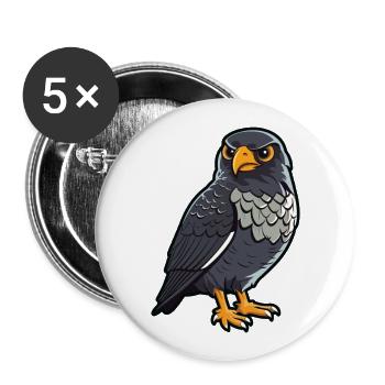 Nighthawk Cartoon Kawaii Aquarelle Illustration - Lot de 5 grands badges (56 mm) - blanc - Devant