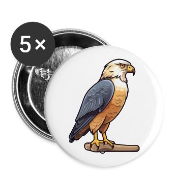 Hawk Cartoon Kawaii Aquarelle Illustration - Lot de 5 grands badges (56 mm) - blanc - Devant