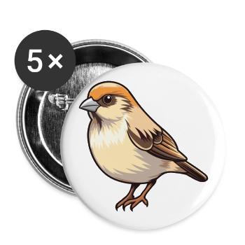 Sparrow Cartoon Kawaii Watercolor Illustration - Buttons large 2.2''/56 mm (5-pack) - white - Front