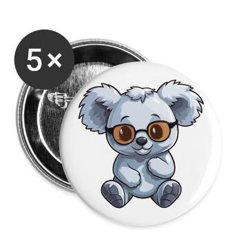 Koala trägt Brille Karikatur Kawaii Illustration - Buttons groß 56 mm (5er Pack) - Weiß - Vorne