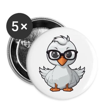 Schwan, der Brille trägt, Karikatur-Kawaii-Illustration - Buttons groß 56 mm (5er Pack) - Weiß - Vorne