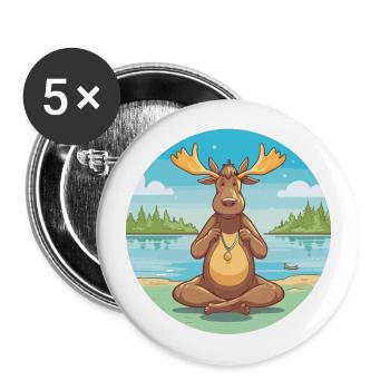 Elchkarikatur Yoga Strand Sommer Illustration - Buttons groß 56 mm (5er Pack) - Weiß - Vorne