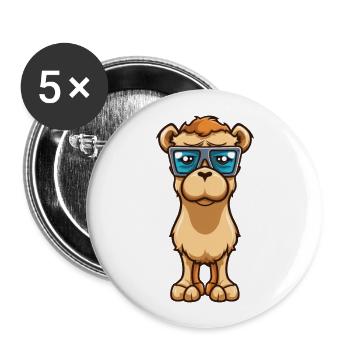 Kamel mit Brille Cartoon Kawaii Illustration - Buttons groß 56 mm (5er Pack) - Weiß - Vorne