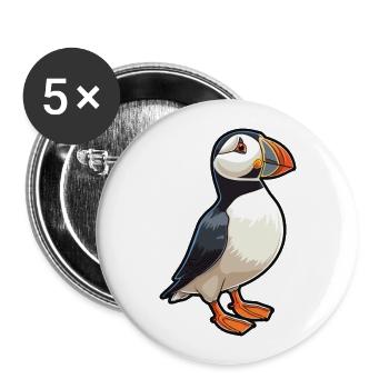 Puffin Cartoon Kawaii Aquarelle Illustration - Lot de 5 grands badges (56 mm) - blanc - Devant