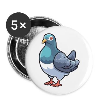 Pigeon Cartoon Kawaii Watercolor Illustration - Buttons large 2.2''/56 mm (5-pack) - white - Front