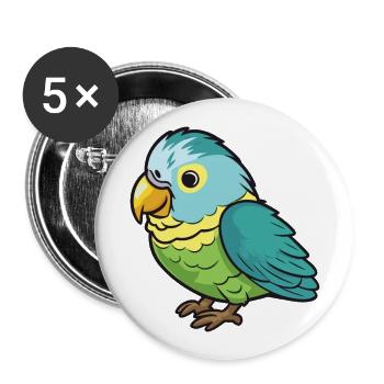 Sittich-Karikatur-Kawaii-Aquarell-Illustration - Buttons groß 56 mm (5er Pack) - Weiß - Vorne