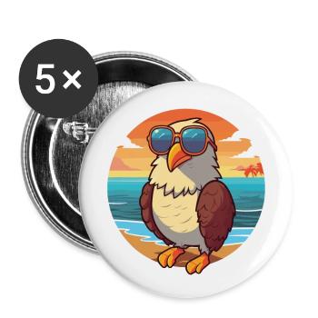 Adler Lustige Karikatur Kawaii Strand Illustration - Buttons groß 56 mm (5er Pack) - Weiß - Vorne