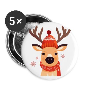 Rentier - Buttons groß 56 mm (5er Pack) - Weiß - Vorne