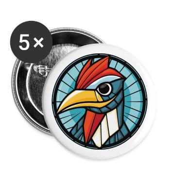 Specht bunte Aquarell Tier Illustration - Buttons groß 56 mm (5er Pack) - Weiß - Vorne