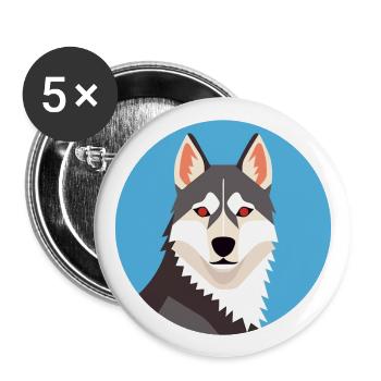 Husky Dog Aquarelle Colorée Animal Illustration - Lot de 5 grands badges (56 mm) - blanc - Devant