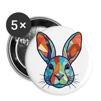 Hase buntes Aquarell Tier Haustier Illustration - Buttons groß 56 mm (5er Pack) - Weiß - Vorne