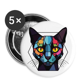 Bombay Katze Rasse bunte Aquarell Illustration - Buttons groß 56 mm (5er Pack) - Weiß - Vorne