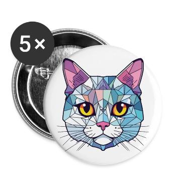 Chat d’argent britannique coloré aquarelle pour animaux de compagnie Cartoon - Lot de 5 grands badges (56 mm) - blanc - Devant