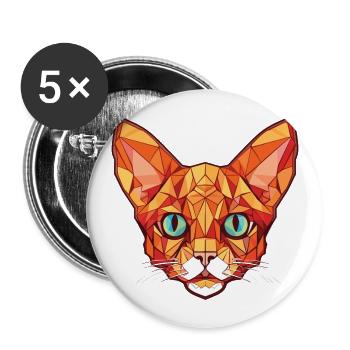 Rote Devon Rex Katze bunte Aquarell-Illustration - Buttons groß 56 mm (5er Pack) - Weiß - Vorne