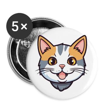 American Wirehair Cat Cartoon Watercolor Clipart - Buttons large 2.2''/56 mm (5-pack) - white - Front