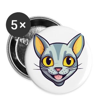 Arabian Egyptian Mau Cat Cartoon Watercolor Art - Buttons large 2.2''/56 mm (5-pack) - white - Front