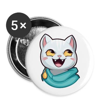 Arabian Mau Cat Cartoon Watercolor Illustration - Buttons large 2.2''/56 mm (5-pack) - white - Front