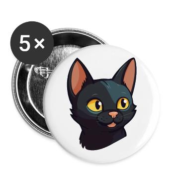 Illustration à l’aquarelle de dessin animé de chat de Bombay - Lot de 5 grands badges (56 mm) - blanc - Devant