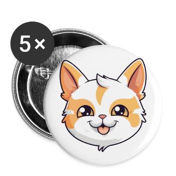 Bombai Cat Cartoon Watercolor Illustration - Buttons large 2.2''/56 mm (5-pack) - white - Front