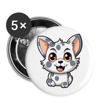 Australische gefleckte Nebelkatze Karikatur Aquarell Kunst - Buttons groß 56 mm (5er Pack) - Weiß - Vorne