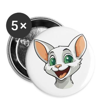 Donskoy Cat Cartoon Illustration à l’aquarelle - Lot de 5 grands badges (56 mm) - blanc - Devant