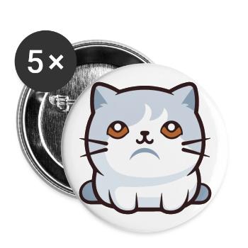 Scottish Fold Shorthair chat dessin animé Art de l’aquarelle - Lot de 5 grands badges (56 mm) - blanc - Devant