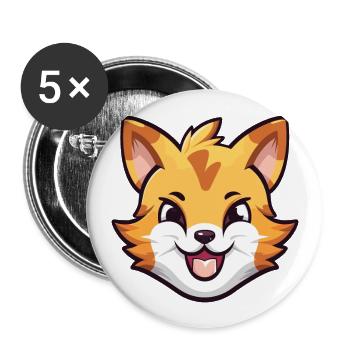 Tiger Katze Bunte Karikatur Aquarell Illustration - Buttons groß 56 mm (5er Pack) - Weiß - Vorne