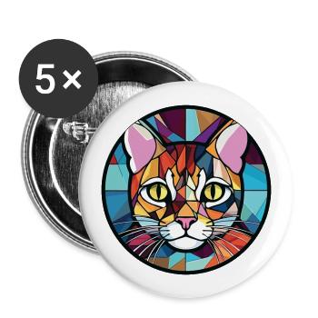 American Wirehair Cat Colorful Watercolor Cartoon - Buttons large 2.2''/56 mm (5-pack) - white - Front