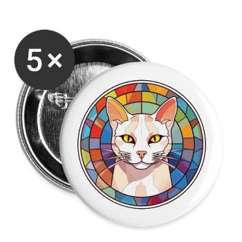 Burmilla chat aquarelle colorée Illustration pour animaux de compagnie - Lot de 5 grands badges (56 mm) - blanc - Devant