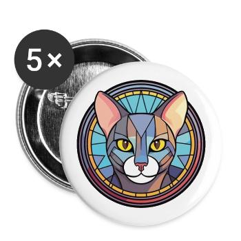 Egyptian Mau Cat Colorful Watercolor Illustration - Buttons large 2.2''/56 mm (5-pack) - white - Front