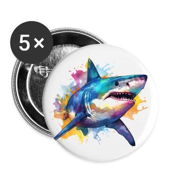Shark watercolor - Buttons large 2.2''/56 mm (5-pack) - white - Front