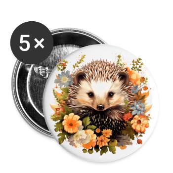 Igel cottagecore - Buttons groß 56 mm (5er Pack) - Weiß - Vorne
