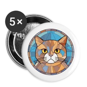 British Fold Shorthair chat aquarelle colorée - Lot de 5 grands badges (56 mm) - blanc - Devant