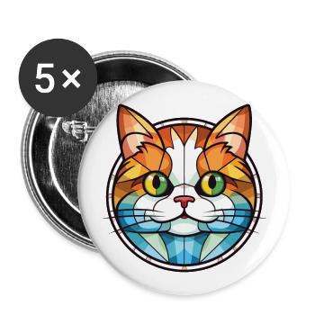 Munchkin-Katze bunte Aquarell-Haustier-Illustration - Buttons groß 56 mm (5er Pack) - Weiß - Vorne