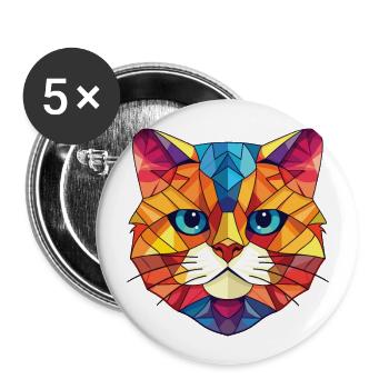 Scottish Fold Kurzhaar Katze buntes Aquarell - Buttons groß 56 mm (5er Pack) - Weiß - Vorne