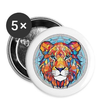 Liger Hybrid Löwe Tiger Katze Buntes Aquarell - Buttons groß 56 mm (5er Pack) - Weiß - Vorne