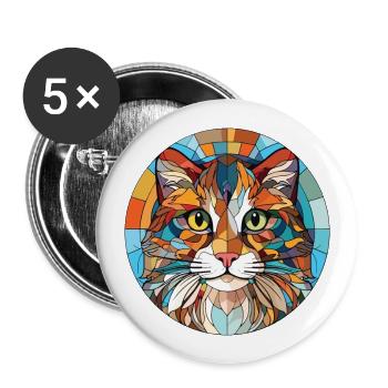 Laperm Cat Breed Illustration aquarelle colorée - Lot de 5 grands badges (56 mm) - blanc - Devant