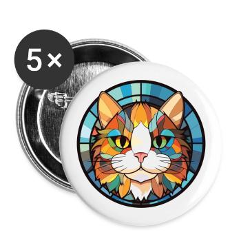 Munchkin-Katze bunte Aquarell-Haustier-Illustration - Buttons groß 56 mm (5er Pack) - Weiß - Vorne