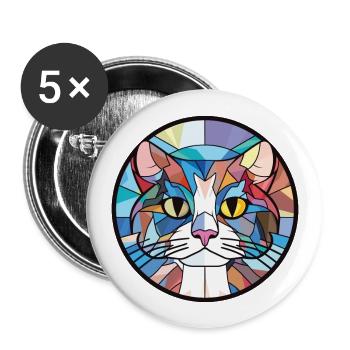 Manx Cat Breed coloré aquarelle Illustration - Lot de 5 grands badges (56 mm) - blanc - Devant