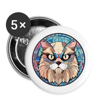 Chat de l’Himalaya aquarelle colorée Illustration pour animaux de compagnie - Lot de 5 grands badges (56 mm) - blanc - Devant