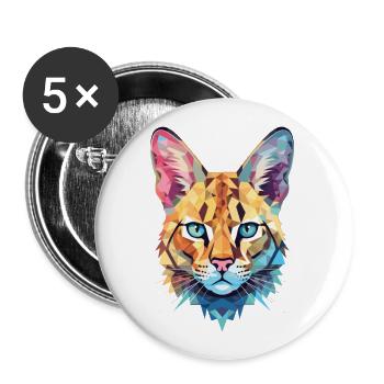 Savannah Katze Bunte Aquarell-Haustier-Illustration - Buttons groß 56 mm (5er Pack) - Weiß - Vorne