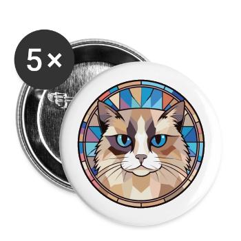 Ragdoll Cat Breed Illustration aquarelle colorée - Lot de 5 grands badges (56 mm) - blanc - Devant
