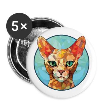Rote Devon Rex Katze bunte Aquarell-Illustration - Buttons groß 56 mm (5er Pack) - Weiß - Vorne