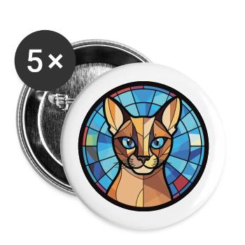 Chat siamois à poil court dessin animé aquarelle coloré - Lot de 5 grands badges (56 mm) - blanc - Devant