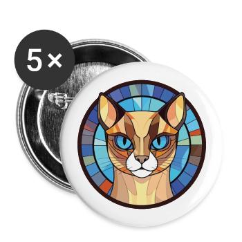 Siamkatze Rasse bunte Aquarell-Illustration - Buttons groß 56 mm (5er Pack) - Weiß - Vorne