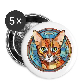 Somali Shorthair Cat Coloré Aquarelle Dessin Animé - Lot de 5 grands badges (56 mm) - blanc - Devant